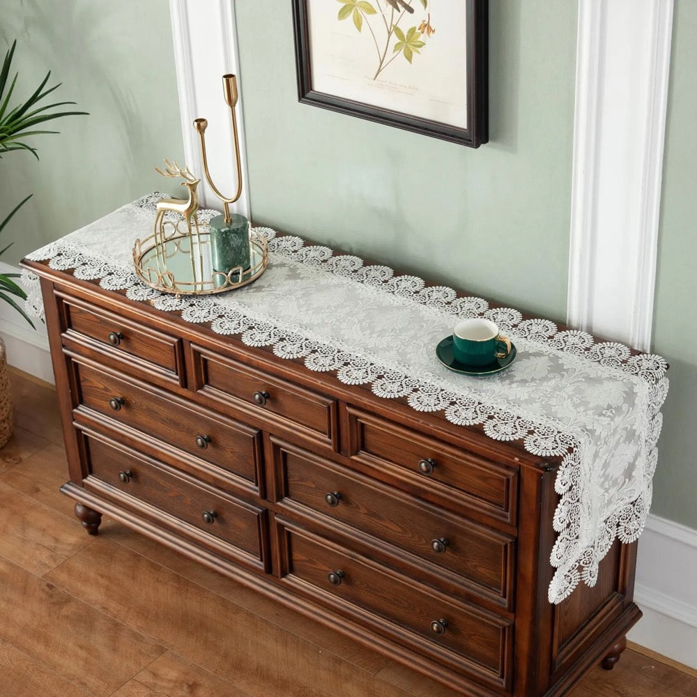 Elegant Floral Lace Dresser/Table Runner