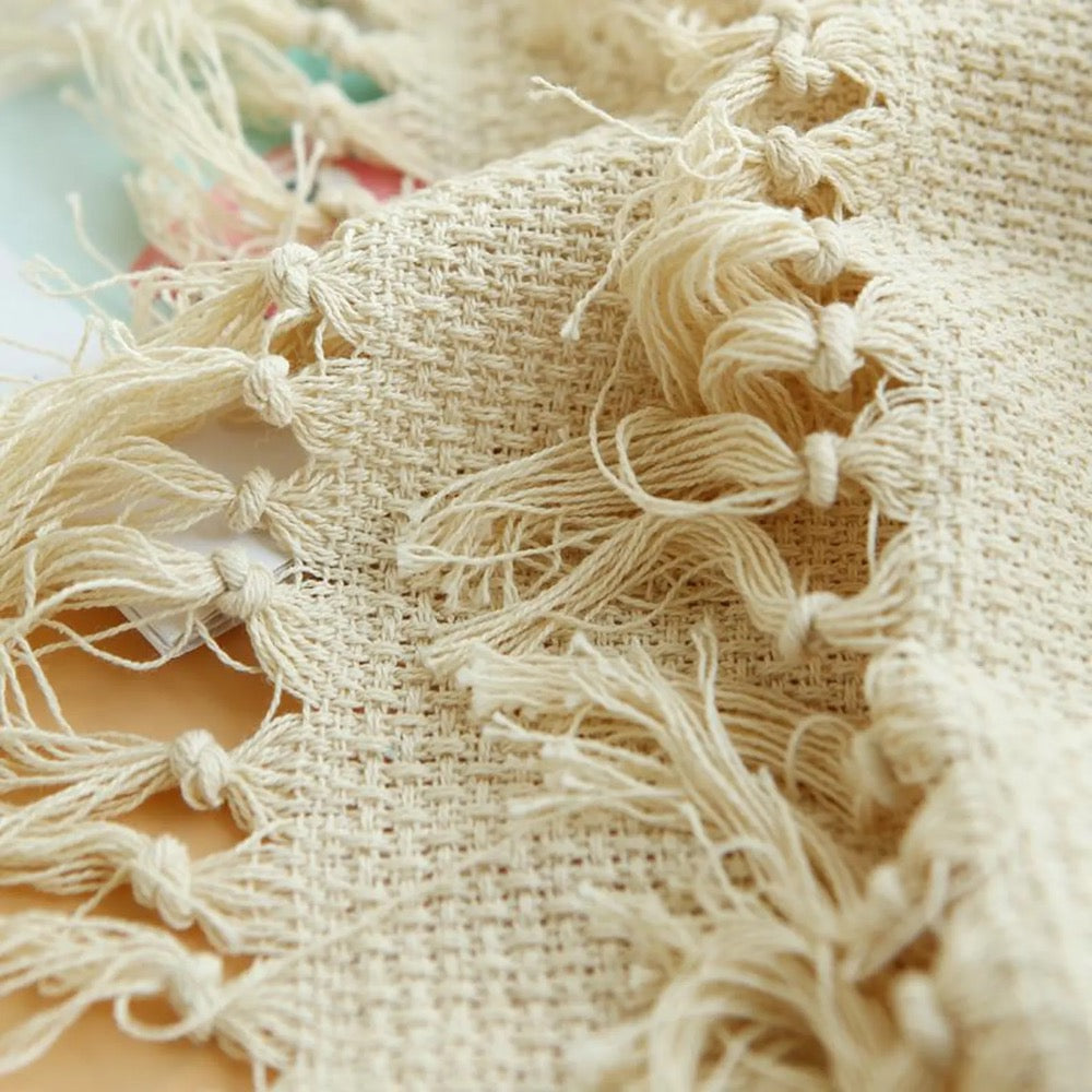 Texture Cotton Polyester Placemats With Fringe, set of 4