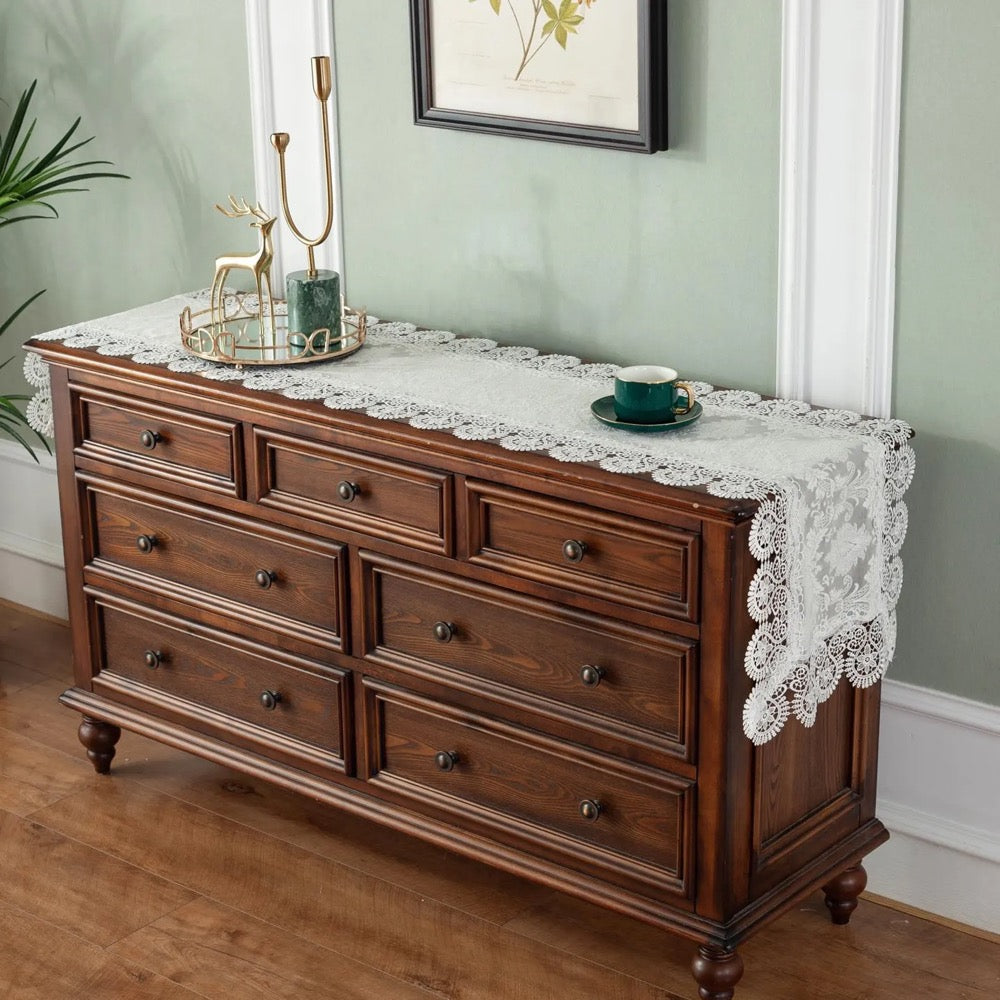 Elegant Floral Lace Dresser/Table Runner